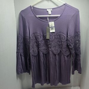 Spense Lavender Lace Detail Blouse